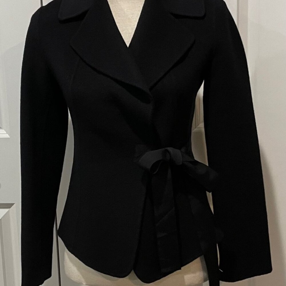 DKNY Black Wool Side Tie Jacket - Picture 6 of 9
